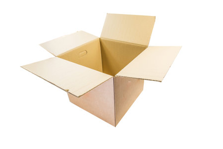 Cardboard box over white background