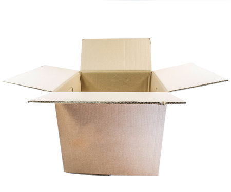 Cardboard box over white background