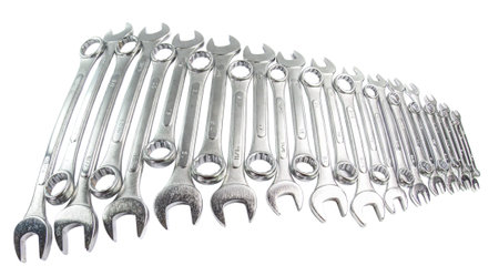 A set of spanners over white background