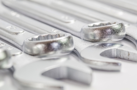 A set of spanners over white backgroundの写真素材