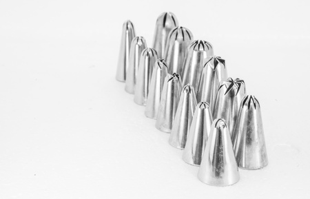 Various shape and sizes of cake decorating tips  nozzlesの写真素材