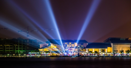 Search lights and modern buildings, Putrajaya nightscape view の写真素材