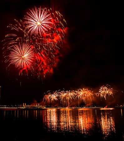 Fireworks display in the night skyの写真素材
