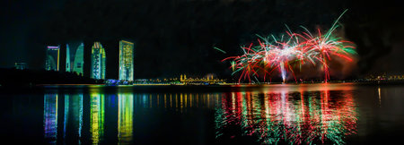 Fireworks display in the night skyの写真素材