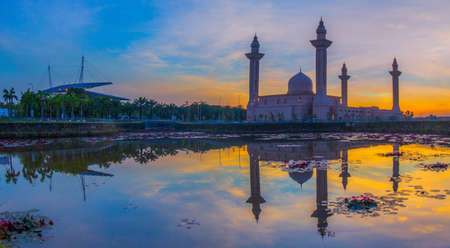 Mosque and reflection at sunriseのeditorial素材