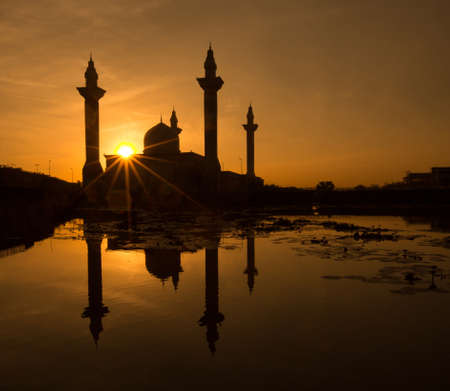 Mosque and reflection at sunriseのeditorial素材
