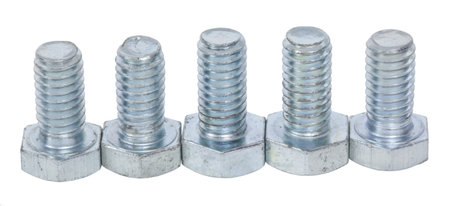 A row of screws over white background