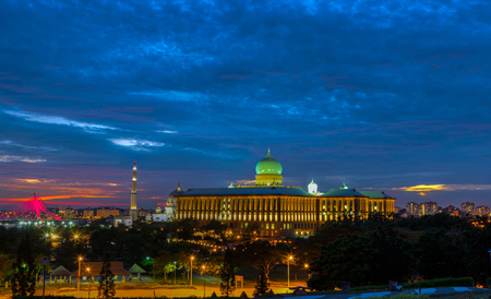 Putrajaya cityscape at sunset, Malaysiaのeditorial素材