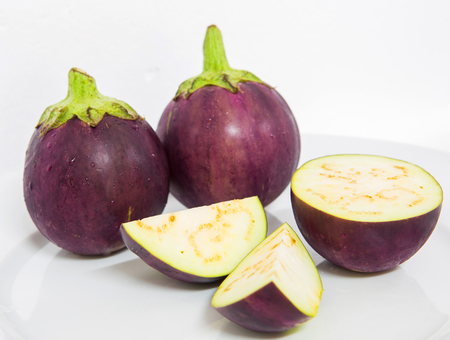 Eggplant over white backgroundの写真素材