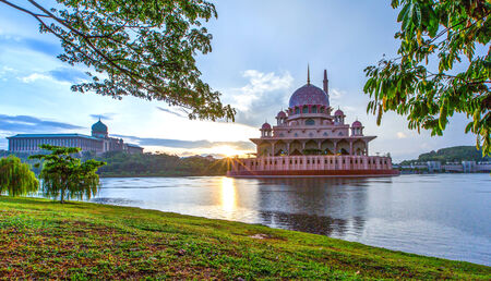 The Putra Mosque, in Putrajaya, Malaysia in the morning hoursのeditorial素材