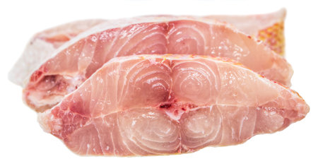 Fish steak over white background
