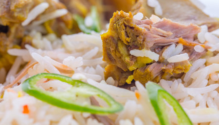 Traditional Arab Middle East dish Kabsa Rice with lamb