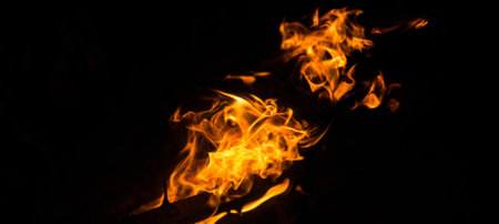 Burning fire abstract at night