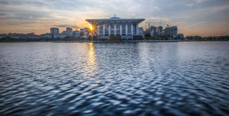 The Iron Mosque at dawn, Putrajaya, Malaysiaの写真素材