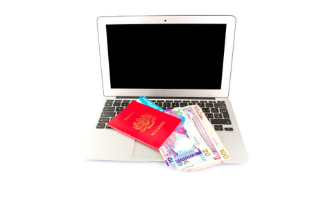 Malaysian passport with Hong Kong dollars and airplane boarding pass 