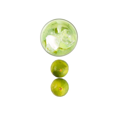 Lime juice over white backgroundの写真素材