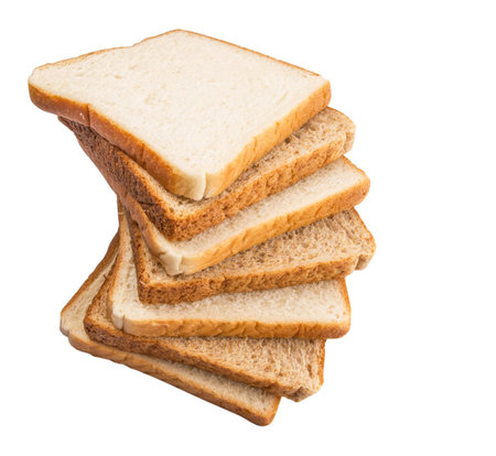 Whole wheat bread and sandwich bread over white background 