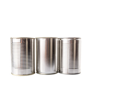 Tin can over white background