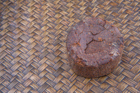 Palm sap sugar on a wicker background