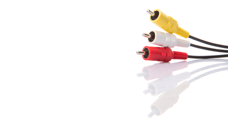 Audio and video cinch connector over white backgroundの写真素材