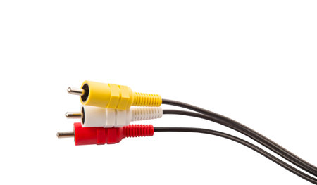 Audio and video cinch connector over white background