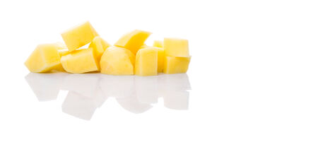 Chopped potato over white backgroundの写真素材