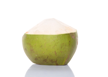 Young coconut over white backgroundの写真素材