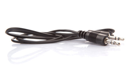 Audio jack over white background