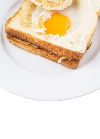 Egg in the basket bread toastの写真素材