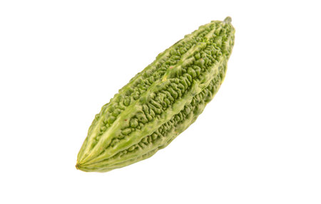 Bitter gourd vegetable over white backgroundの写真素材