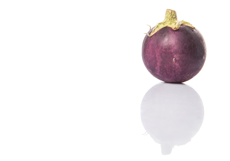 Round shape eggplant over white backgroundの写真素材
