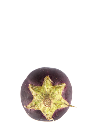Round shape eggplant over white backgroundの写真素材