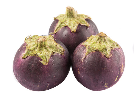 Round shape eggplant over white backgroundの写真素材
