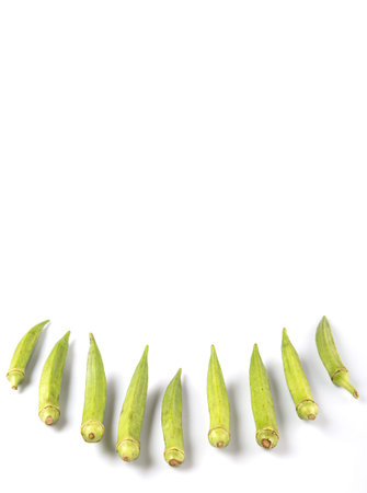 Okra or ladies fingers vegetables on white background