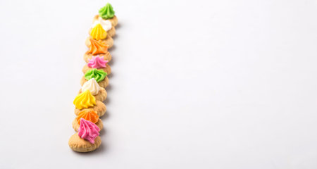 Belly button iced gem biscuits over white background