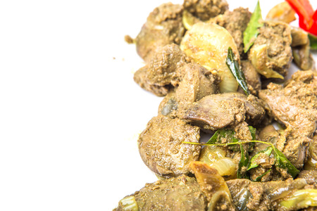 Deep fried chicken liver with curry powderの写真素材
