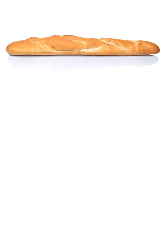 Fresh French baguette over white backgroundの写真素材