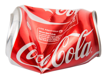 Kuala Lumpur, Malaysia, January 14, 2015 : Crumpled Coca Cola can.のeditorial素材