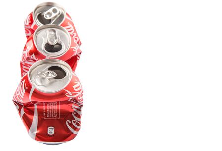Kuala Lumpur, Malaysia, January 14, 2015 : Crumpled Coca Cola can.のeditorial素材