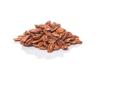 Pecan nut over white backgroundの写真素材