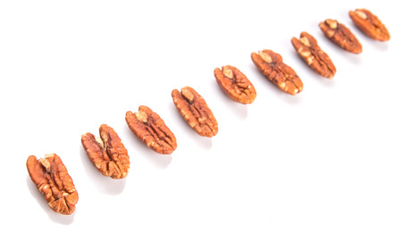 Pecan nut over white backgroundの写真素材