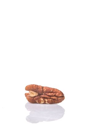 Pecan nut over white backgroundの写真素材