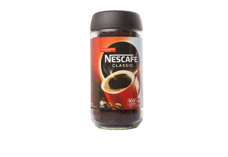 KUALA LUMPUR, MALAYSIA - JANUARY 17TH, 2015. Nescafe is a brand of instant powdered coffee made by Nestle S.A, a Swiss multinational food and beverage company, first introduced on April 1, 1938.のeditorial素材