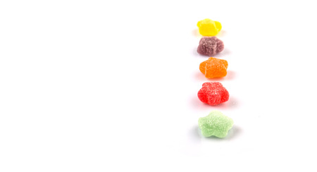 Colorful sugar jelly candy over white backgroundの写真素材