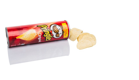 KUALA LUMPUR, MALAYSIA - JANUARY 19TH 2015. Owned by the Kellogg Company, Pringles is a brand of potato snack chips sold in 140 countries with yearly sales of more than US 1.4 billion dollars.のeditorial素材