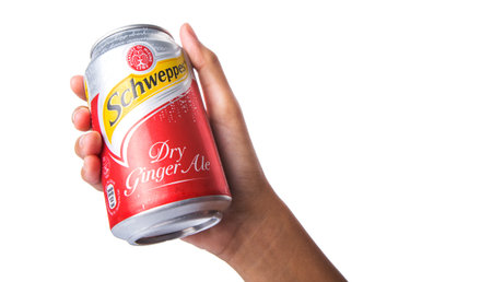 KUALA LUMPUR, MALAYSIA - JANUARY 30TH 2015. Schweppes is a beverage brand with a variety of carbonated waters and ginger ales. Popular Schweppes products includes ginger ale, introduced in 1870.のeditorial素材