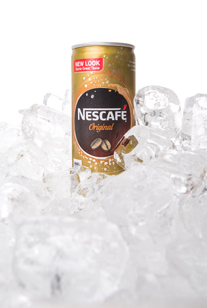KUALA LUMPUR, MALAYSIA - FEBRUARY 13TH 2015. Nescafe can drink. Nescafe is a brand of instant coffee made by Nestle, a Swiss multinational food and beverage company, first introduced on April 1, 1938.のeditorial素材