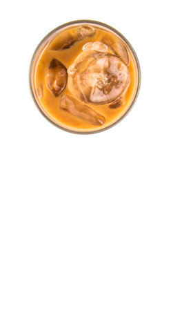 Ice coffee in a glass over white background