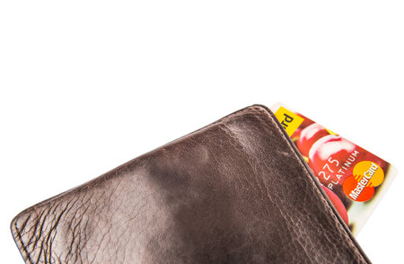 KUALA LUMPUR, MALAYSIA - FEBRUARY 19TH 2015. Mastercard credit card in wallet. Founded in 1966,...