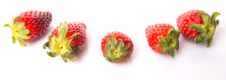 Strawberries over white backgroundの写真素材